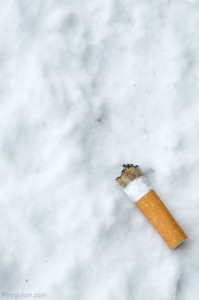 cigarette-butt-snow-winter